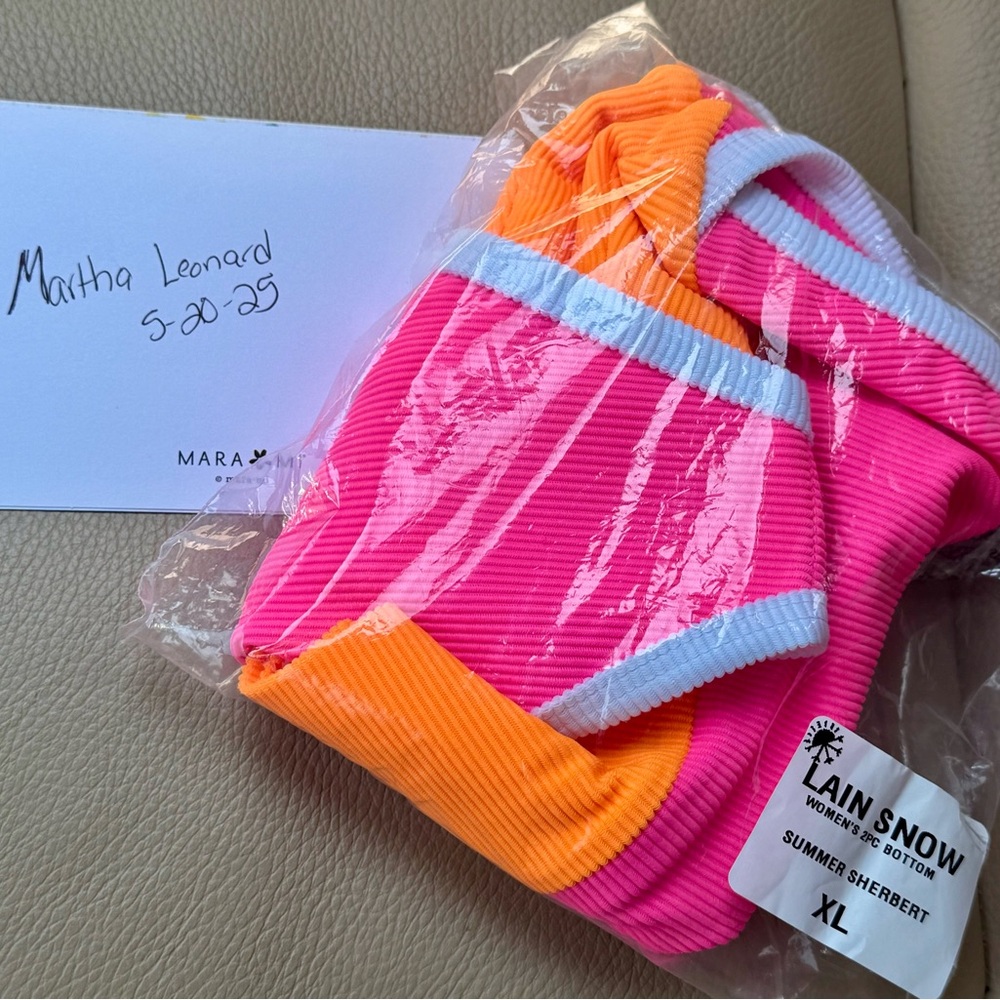 LainSnow Pink and Orange Bikini Swimwear